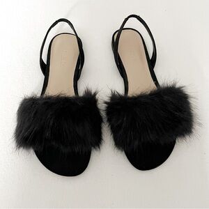 Expression Faux Fur Flat Sandals